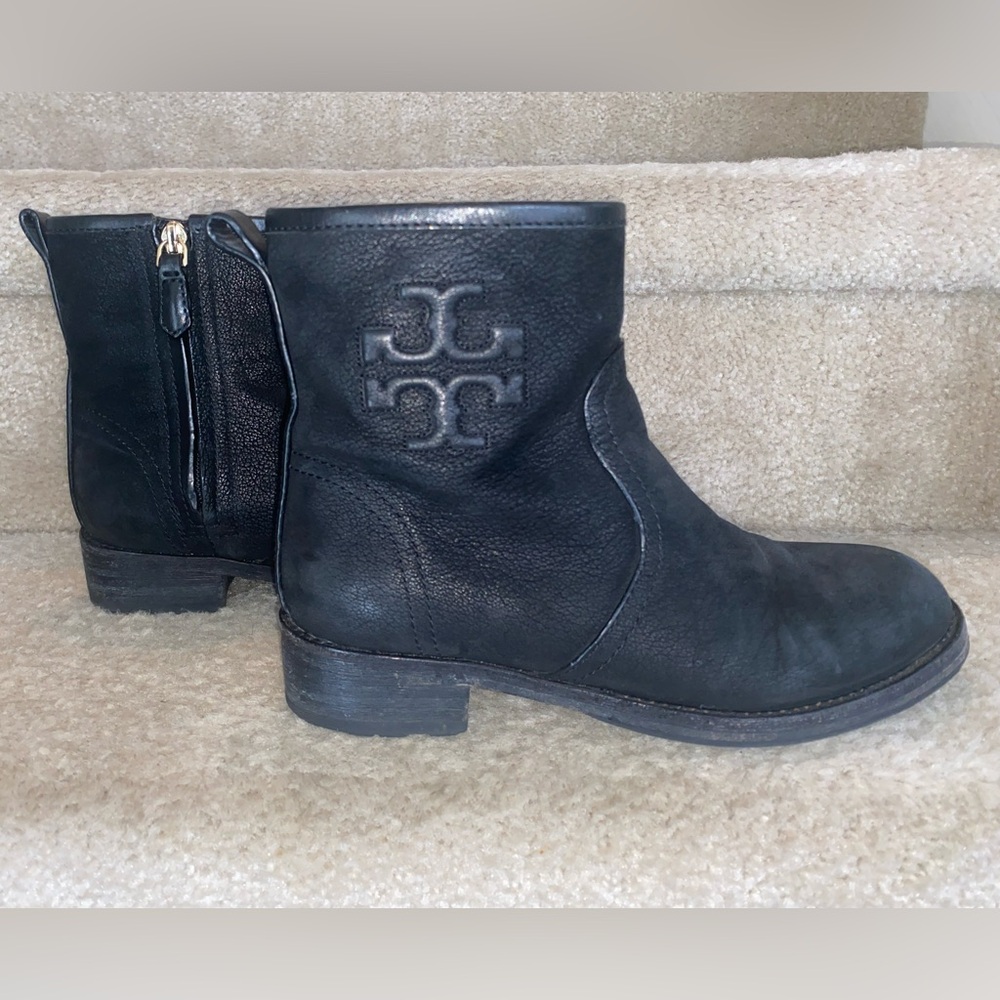 Tory Burch Simone Black Leather Ankle Boots